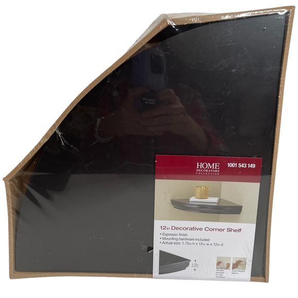 New Decorative Corner Shelf Home Decorators Collection 12” Espresso Finish - Picture 1 of 10
